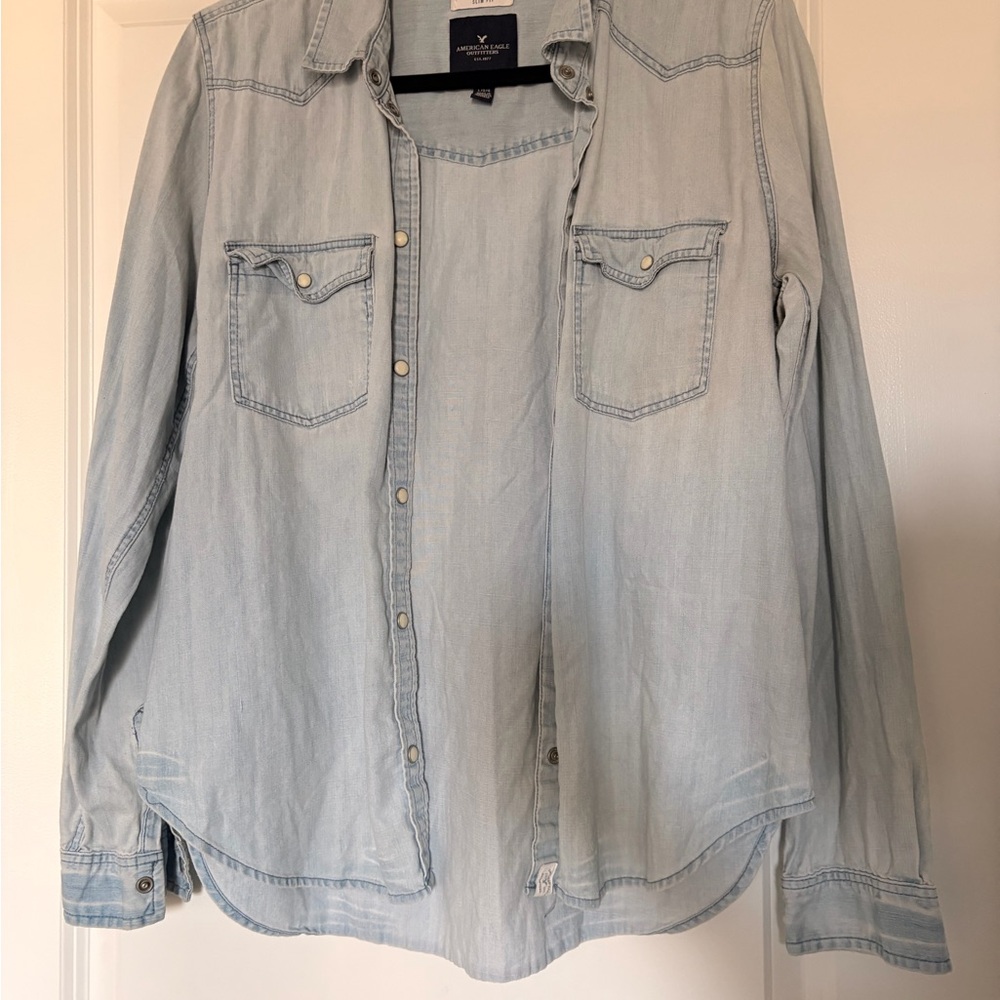 Light Wash Denim Button-Up Shirt